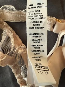 Aubade Seaon of Love brief XXL and wireless bralette M and 36B balcony bra Ivory