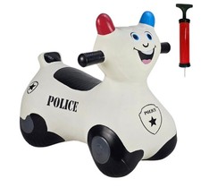 Space Hoppers für Kinder. HAPPY HOPPERZ WEISS POLIZEI FAHRRAD Fahrzeug Hüpfburg.