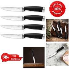 Epicure 4-Piece Steak Knife Set – Stylish Black Handles, Sharp Stainless Steel