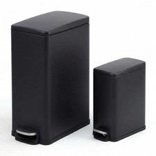 2.6/12 Gal Slim Stainless Steel Trash Can Step-On Soft Close Lid Bathroom Office