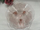Vtg Lancaster Pink Depression Glass Landrum Footed Candy Dish Console Bowl Etch