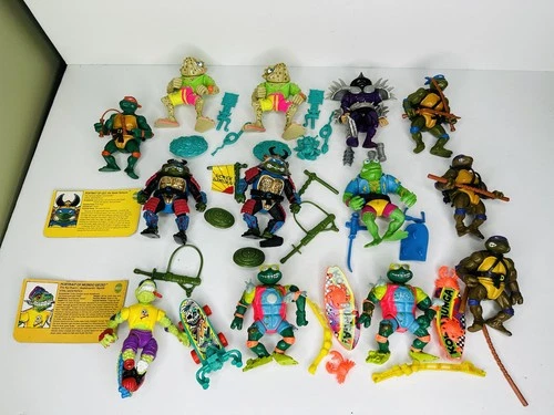 Vintage Teenage Mutant Ninja Turtles FigureLot of 13 With Accessories ￼