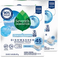 Seventh Generation Dishwasher Detergent Packs Free & Clear Pack of 2 for Sparkli