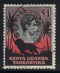 K.U.T., 1941, Scott #85a, 1 pound black & Scarlet, Perf. 11 3/4 x 13 1/4, Used