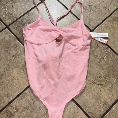 Colsie NWT Women s Medium Pink One-Piece Swimsuit Spaghetti Crisscross Straps
