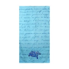 Betsy Drake Blue Script Blue Turtle Beach Towel