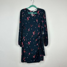 ASTR The Label Navy Floral Long Sleeve Wrap Dress Lined M Cottagecore Boho