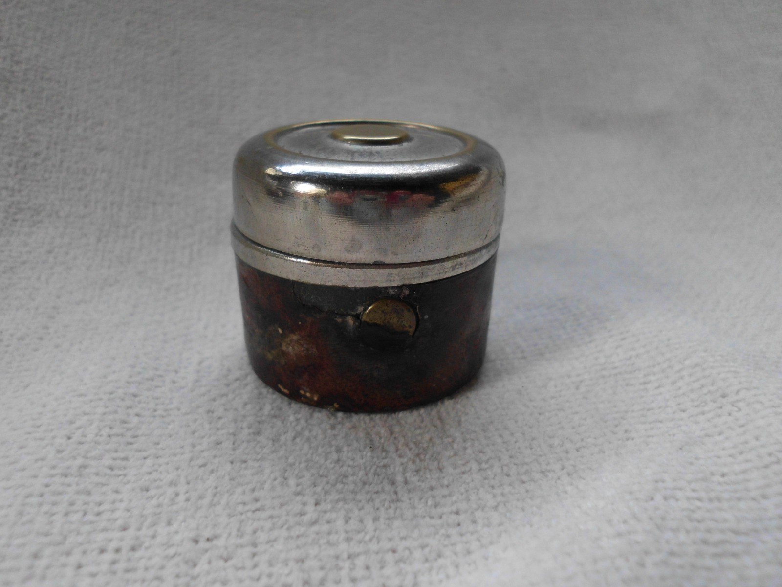 ANTIQUE TRAVELLING LEATHER & METAL INKWELL ~ D.L.R. SWALLOW VIENNA MADE