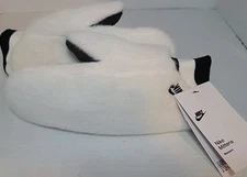 NIKE WOMENS FURRY FLEECE MITTENS (XS/SM) NWT WHITE W/BLACK LOGOS WAARM & COZY