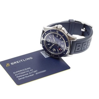 BREITLING SUPER OCEAN 44 A17367 44mm SS Rubber Navy Dial Automatic Date #C296