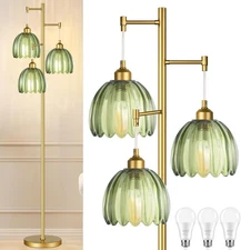 Gold Floor Lamp for Living Room,Bedroom,Mid Modern Standing Lamp Brass
