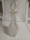 Vintage Anchor Hocking Wexford Pattern Crystal Glass Decanter w/ Stopper, 32 oz