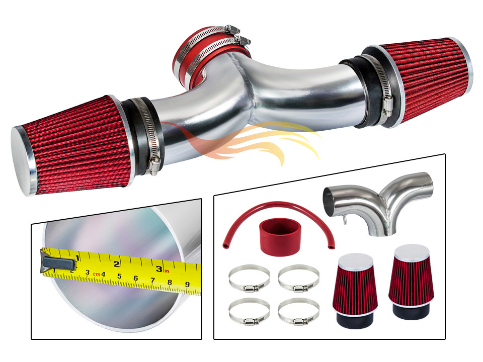 RED 2005-2010 Grand Cherokee Commander 5.7L/6.1L V8 Dual Twin Air Intake Kit