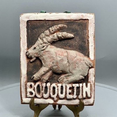 Vintage Italian Vallee D'Aoste Saltillo Tile BOUQUETIN Goat Zodiac Wall Hanging