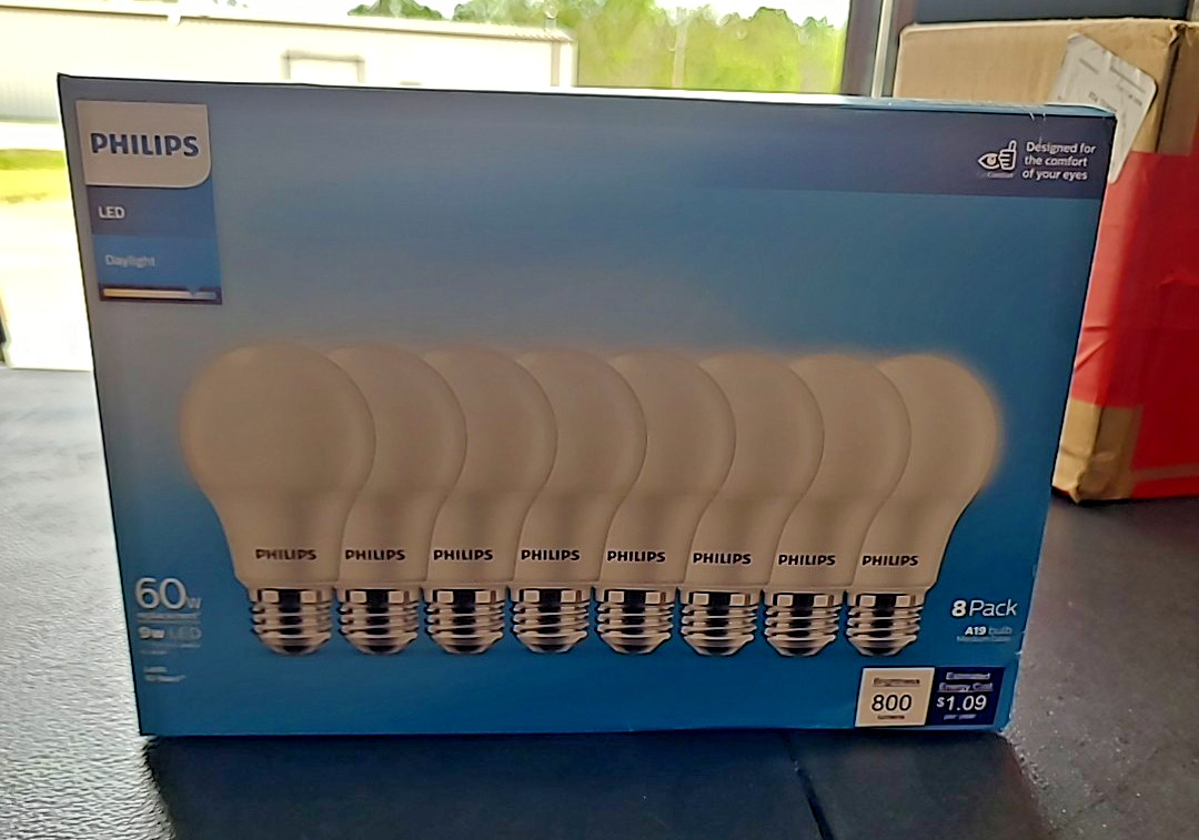 8 Pack x Philips LED Bulbs, A19 Medium Base, 9W (60W equival