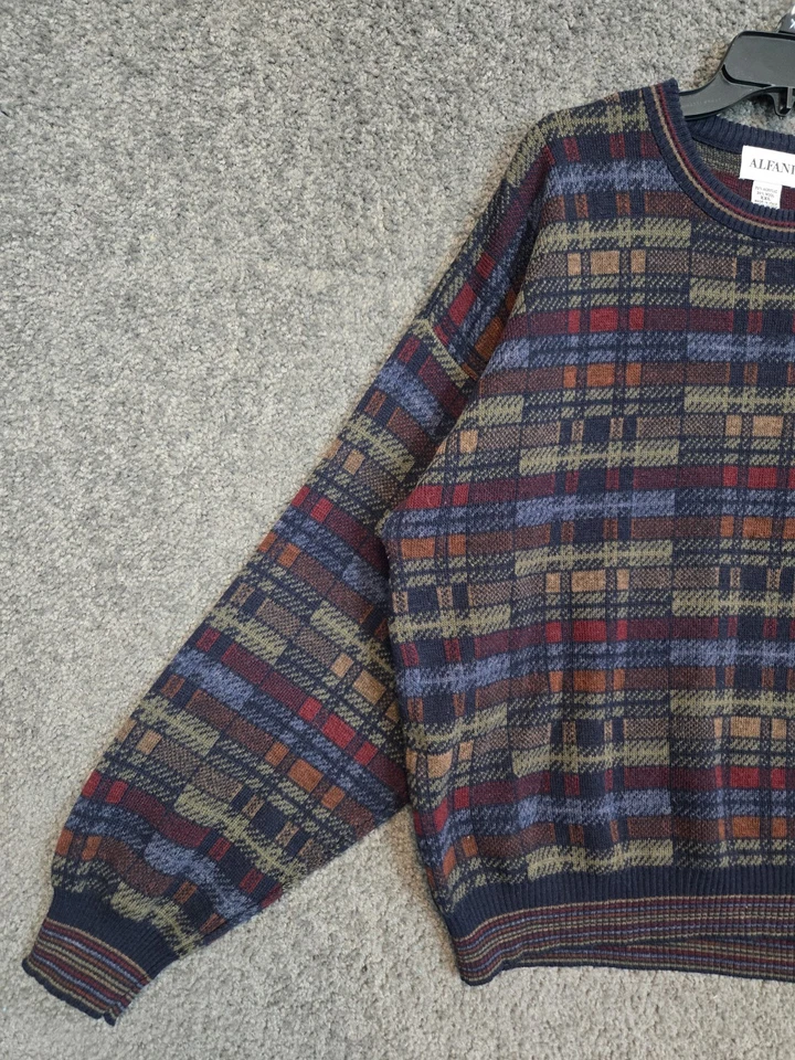 Suéter Vintage Para Hombre 2XL Multicolor Geométrico Tejido a Cuadros Pullover Años 90 Abuelo Foto 2 de 4