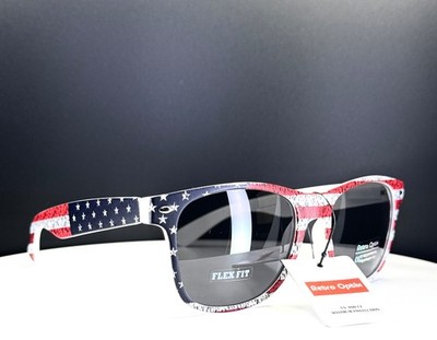 RETRO OPTIX WF01 USA-WHT Mens Red White Blue Classic Square Sunglasses Grey Lens