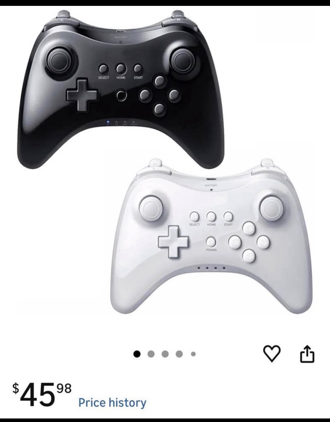 LACTIVX Wireless Pro Controller for Nintendo Wii U Console Black & White