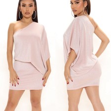 NWT Fashion Nova Who's Your Fave Mini Dress in Metallic Pink SIZE M Orig $45