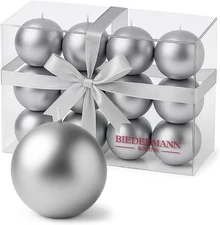 Biedermann & Sons Mini Ball Candles , Metallic Silver - Set of 12 (C4521S)