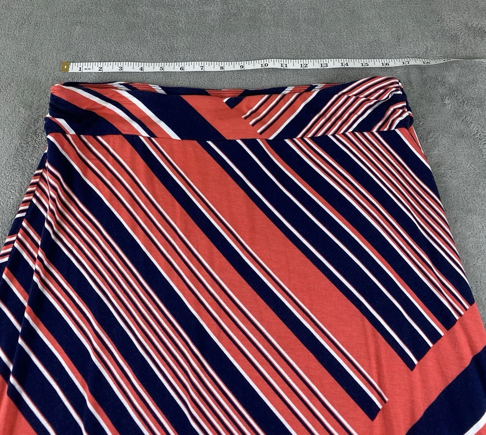 Falda Larga Liz Claiborne Mujer Aline L. Naranja Azul Elastizada C13 Foto 4 de 4