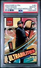 2024 UD FLEER ULTRA ULTRABILITIES GOLD MEDALLION #UB1 TIGER WOODS 35/49 PSA 10