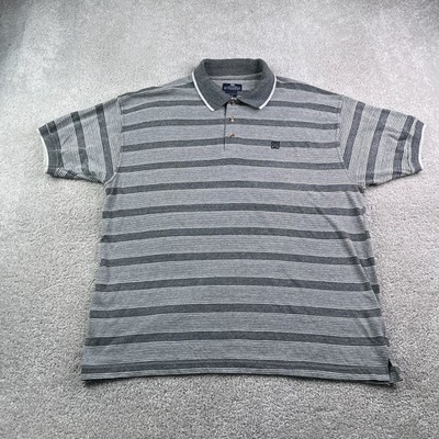 Vintage Givenchy Polo Shirt Mens Large Gray Striped Short Sleeve Luxury Logo