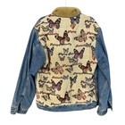 Vintage Butterfly Denim Jean Jacket Size Medium 90's Festival Retro Oversized