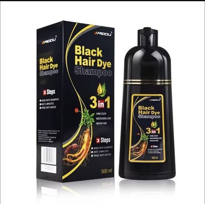 Schwarzes Haarfärbe Shampoo 3-in-1 Black Hair Dye gegen graue Haare, 500 ml
