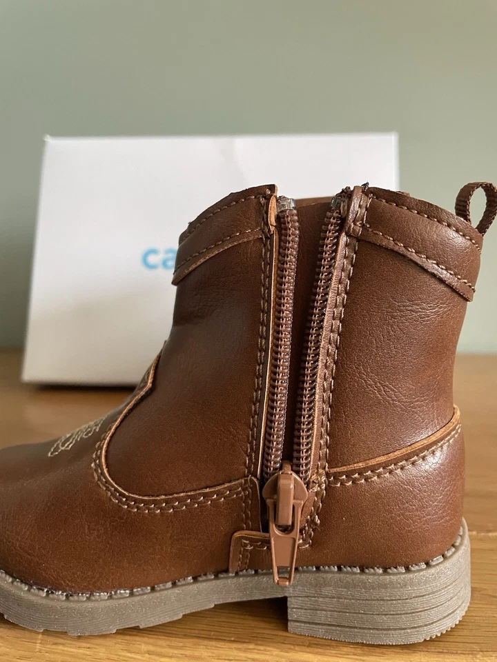 Botas vaqueras Carter's para niña pequeña Delilah marrón talla 5 nuevas en caja Foto 4 de 4