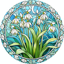 January - Snowdrops 50 Piece Round Mini Wooden Jigsaw Puzzle 
