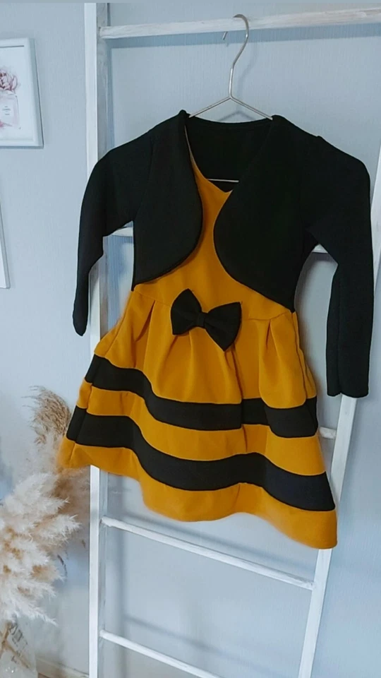 Mädchen Schleifen Kleid mit Bolero Senfgelb Gr. 92 - 164 - Bild 1 von 1