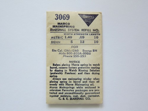 ETA 1241,1240 Mainspring watch part repair NOS - Picture 2 of 3