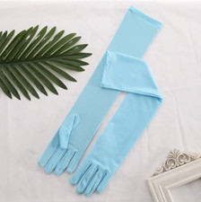 Sky Blue Gloves Medium 45cm Stretch Matte Op ra Burlesco Pinup Retro Glam