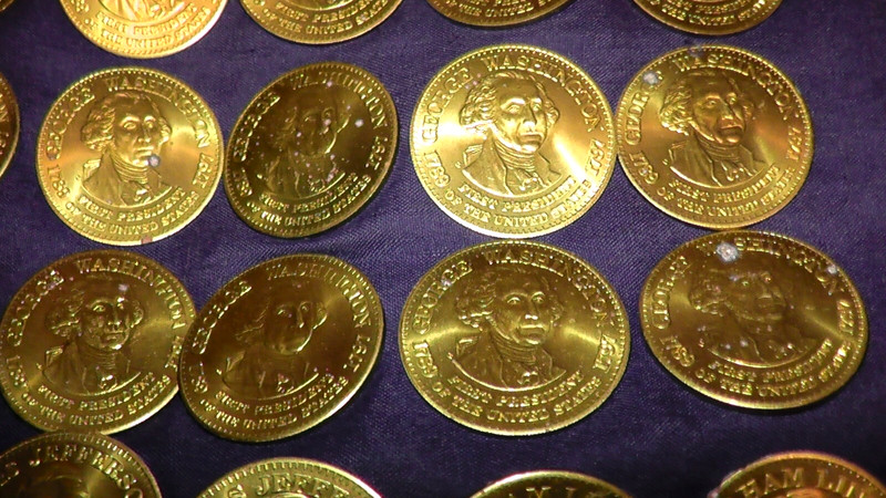 lot of 65 presidential tokens brass 1992 shell franklin mint george washington +