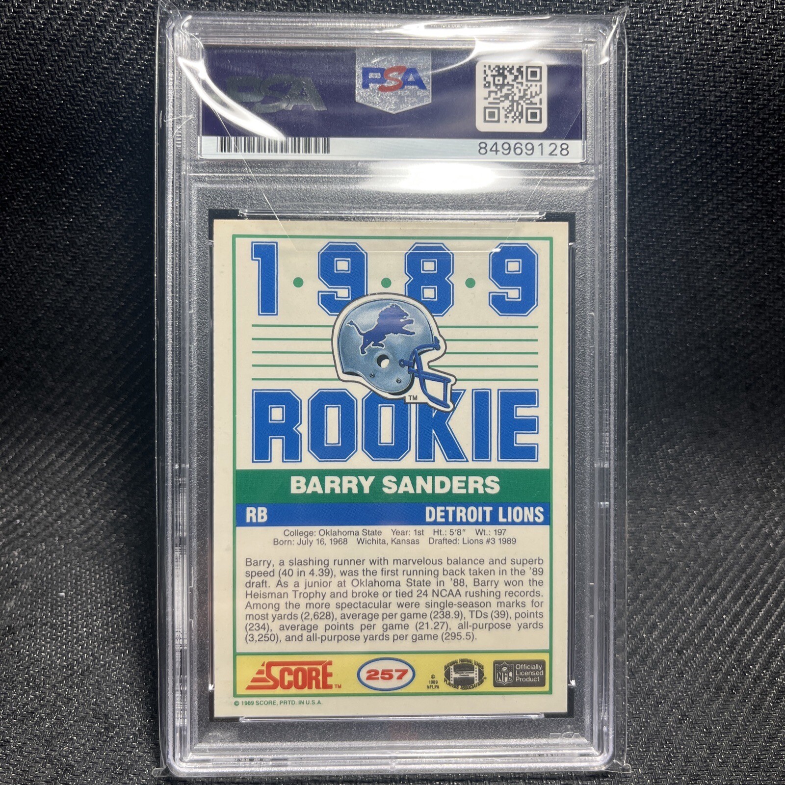 1989 SCORE 257 BARRY SANDERS ROOKIE AUTO PSA DNA AUTO 10 eBay