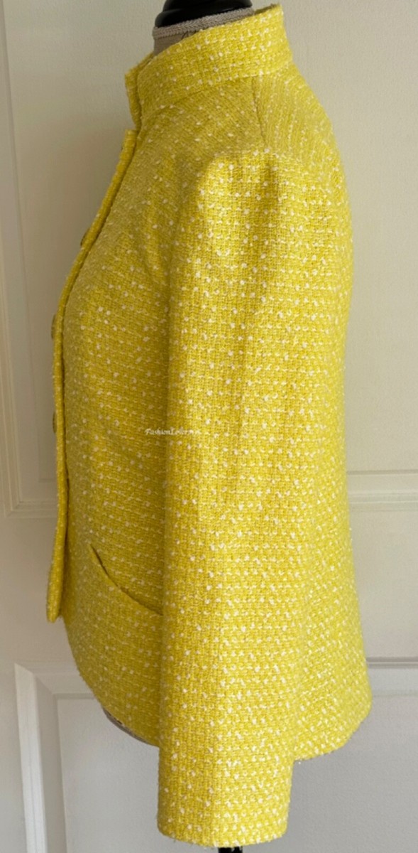 NEW CHANEL 19S RUNWAY YELLOW WHITE TWEED JACKET 36 | eBay