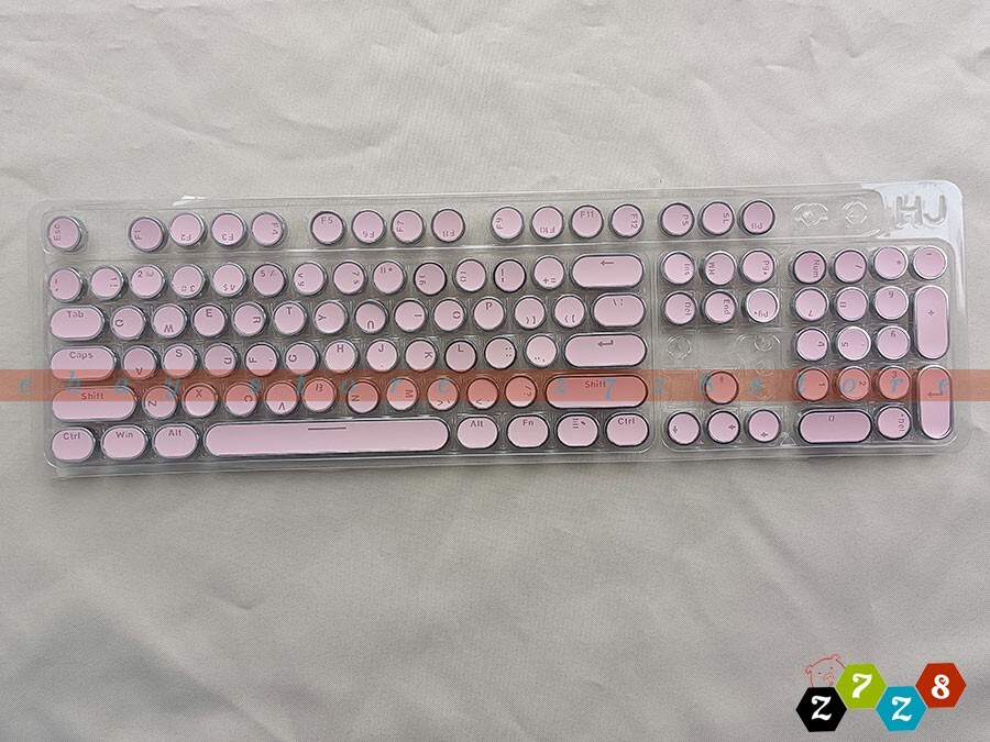 Steampunk Pink 104-Key Mechanical Gaming Keyboard with Round Typewriter Style
