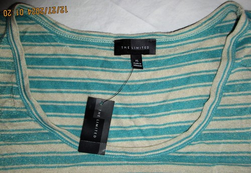 The Limited Top Metallic Sparkle Aqua Beige a righe cappuccio manica donna XL NUOVO - Foto 7 di 19