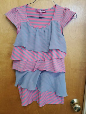 Epic Threads Girls pink gray layered look Dress Black Pink Size M 10-12