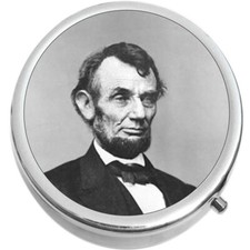 Abraham Lincoln Pill Box Medicine Vitamin Pill Box