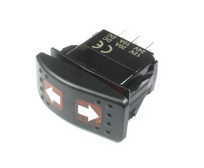 MOMENTARY Illuminated Amber Rocker Switch ON/OFF/ON w/ Arrows DPDT 12v 20A 7pins