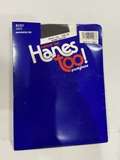 Hanes Too BARELY BLACK CONTROL TOP Pantyhose SIZE CD 125-15lbs