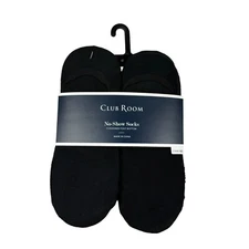 Club Room Mens 12-Pack No-Show Cushioned Socks Black OS