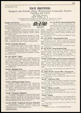 1922 Toch Brothers New York City NY Technical & Specific Paints Vintage Print Ad