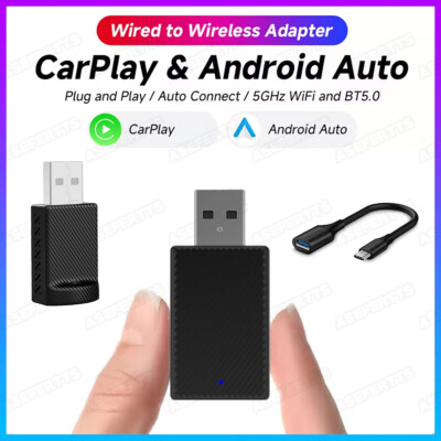 2in1 Wireless Carplay Adapter Android Auto Smart Dongle Mini Box Plug And Play