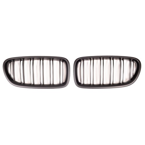 2 Grilles De Calandre Double Lame Noire Brillant Pour BMW Série 1 E81 E82 E87 E88 Phase 2 - ADTUNING