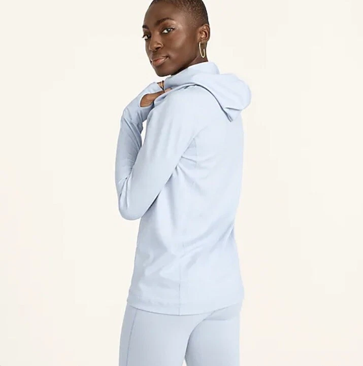 NUEVO CON ETIQUETAS J. Sudadera con capucha ajustada Crew para mujer en Signature Flex - azul marino - talla mediana Foto 3 de 3