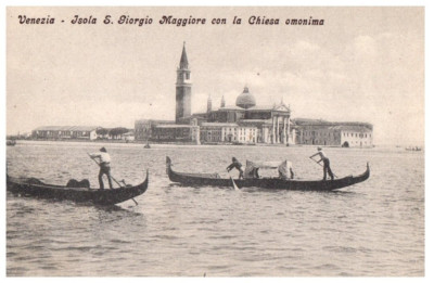 Isola San Giorgio Maggiore con la Chiesa ominima Venice Black And White Postcard