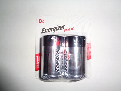 Energizer Max D Alkaline Batteries with +PowerSeal 2 Pack New Sealed Exp 12/2032